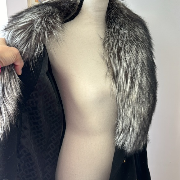 DVF black wool coat with detachable fur collar NWT - Picture 5 of 11